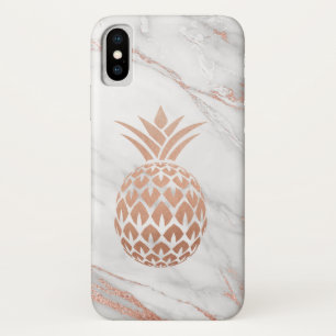 Case-Mate iPhone Case Ananas rose Gold Foil sur Marbre blanc