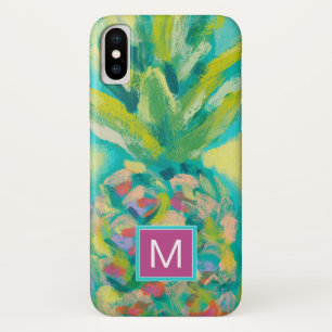 Coque iPhone X Ananas tropical coloré du monogramme