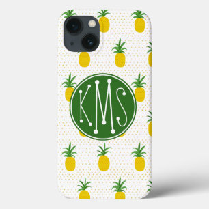 Etui iPhone 13 Ananas tropicaux d'or Monogramme