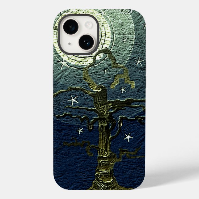 Coques Case-Mate iPhone Ancien arbre filaire Lune et étoiles (Verso)