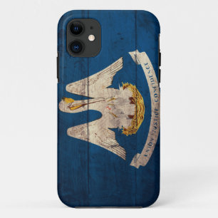 Coque iPhone 11 Ancien drapeau en bois de Louisiane ;