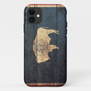 Coques Pour iPhone Ancien drapeau Wyoming En Bois