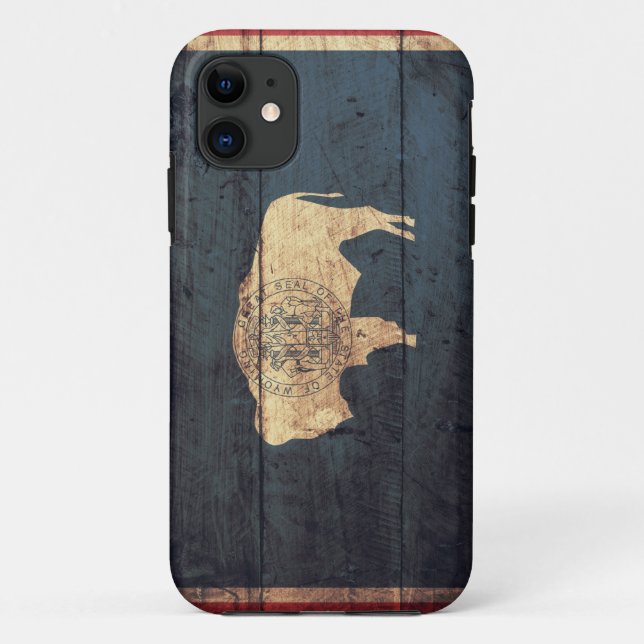 Coques Case-Mate iPhone Ancien drapeau Wyoming En Bois (Dos)