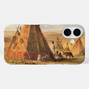 Coques iPhone 16 Ancien Ouest américain, Tipis dans la plaine par B
