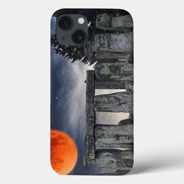 Coques Case-Mate iPhone Ancien Stonehenge et Pleine lune rouge mystique (Verso)