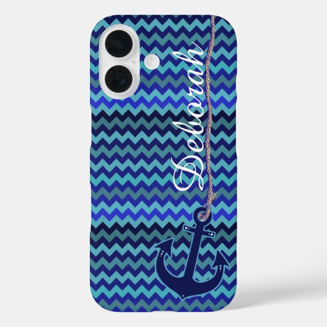 Coques Case-Mate iPhone ancrage bleu mer personnalisé (Verso)
