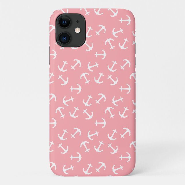 Coques Case-Mate iPhone Ancre blanche Arrière - plan rose Capitaine Océan (Dos)