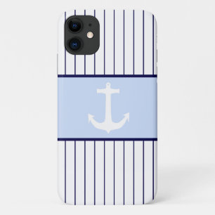 Case-Mate iPhone Case Ancre blanche Le capitaine Blue Stripes Océan