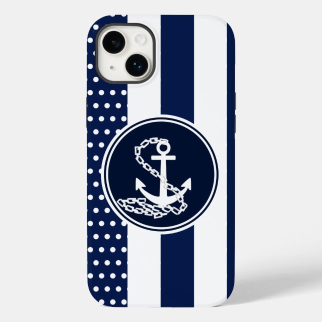 Coques Case-Mate iPhone Ancre, Bleu Et Blancs Style Nautique (Verso)
