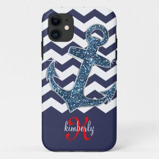 Coque Case-Mate iPhone Ancre Chevron de parties scintillantes de Faux de