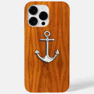 Coque Case-Mate iPhone Ancre Chrome nautique sur bois de teck Impression