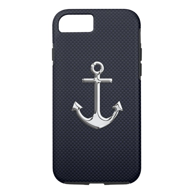 Coques Case-Mate iPhone Ancre Chrome Nautique sur l'impression de fibre de (Dos)