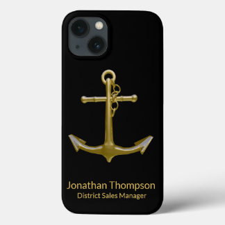 Case-Mate iPhone Case Ancre classique en or nautique sur noir