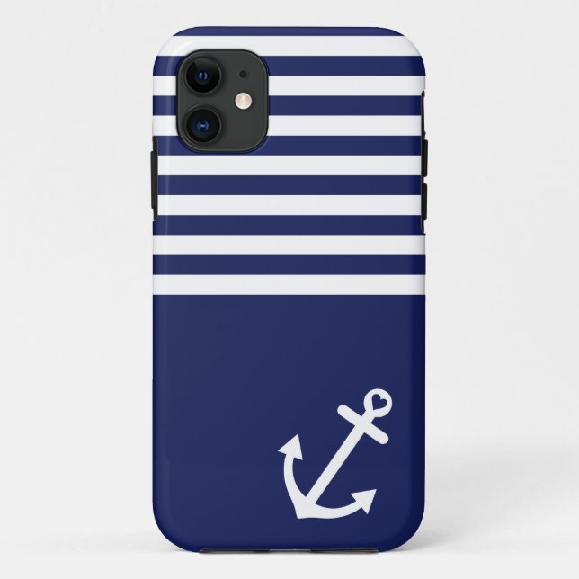 Coques Case-Mate iPhone Ancre d'amour de bleu marine nautique (Dos)