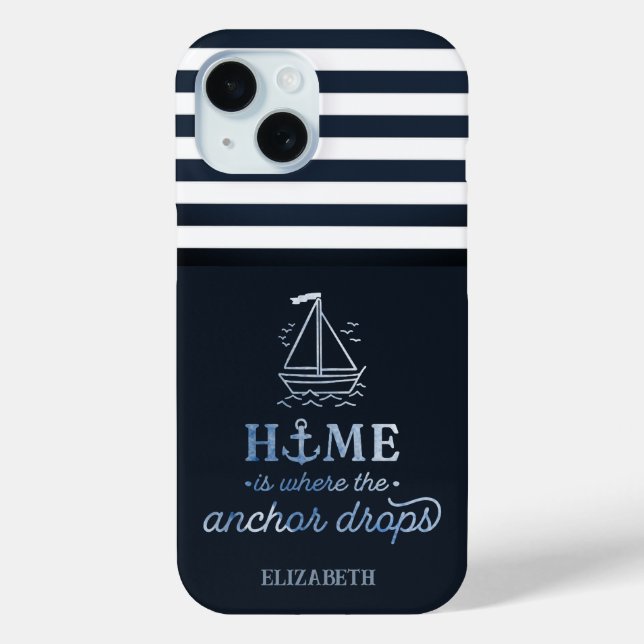 Coques Case-Mate iPhone Ancre de bateau nautique bleu marine (Verso)