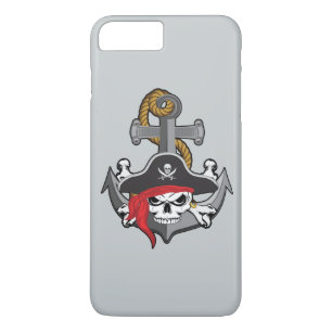 Coque iPhone 8 Plus/7 Plus Ancre de crâne de pirate