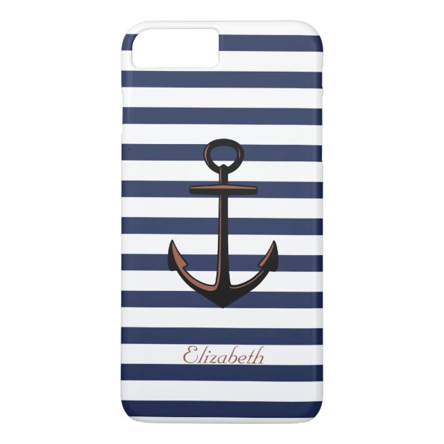 Coques Case-Mate iPhone Ancre en laiton bleu marine (Dos)