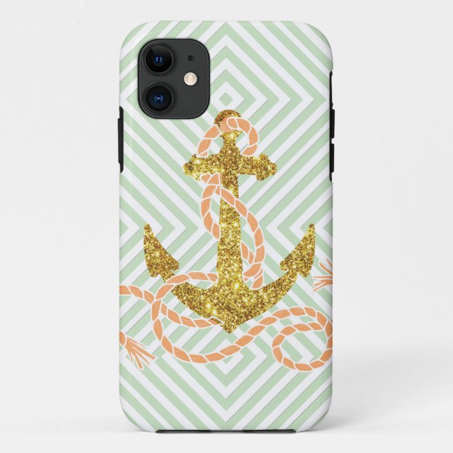 Coques Case-Mate iPhone Ancre Girly de parties scintillantes de Faux (Dos)