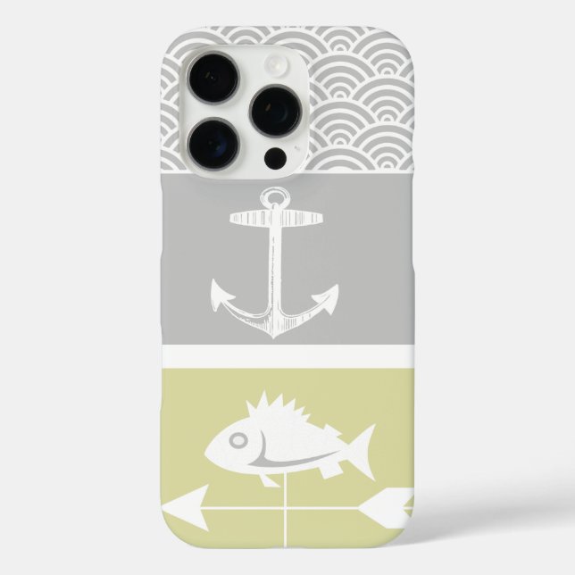 Coques Case-Mate iPhone Ancre marine jaune et gris Vane météorologique (Verso)