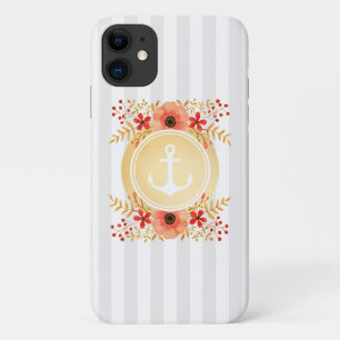 Case-Mate iPhone Case Ancre marine moderne Aquarelle Florale à rayures