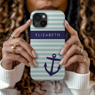Coque Case-Mate iPhone Ancre Monogramme de la Monnaie et de la Marine