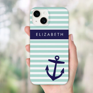 Coque Pour iPhone 14 Ancre Monogramme de la Monnaie et de la Marine