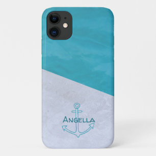 Case-Mate iPhone Case Ancre Naútíque Bleue et Blanche Été Nom Personnali