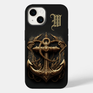 Coque Case-Mate iPhone Ancre nautique d'or Monogramme Coque-Mate iPhone C