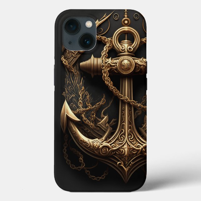 Coques Case-Mate iPhone Ancre nautique dorée (Verso)