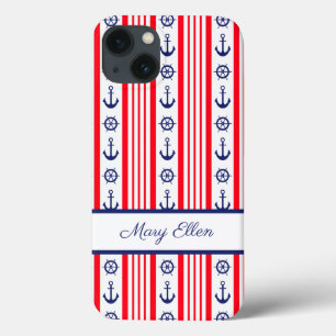 Case-Mate iPhone Case Ancre nautique personnalisée rouge blanc bleu