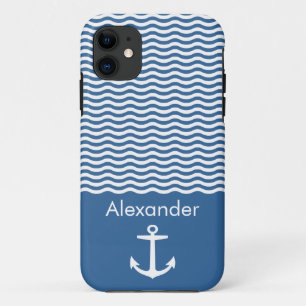 Case-Mate iPhone Case Ancre nautique rayée de la marine originale
