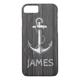 Etui iPhone Case-Mate Ancre Vintage Nautique Sur Monogramme Rustique En