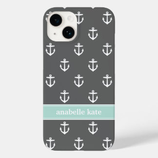 Coques Pour iPhone Ancres de charbons et de menthe sur mesure Monogra