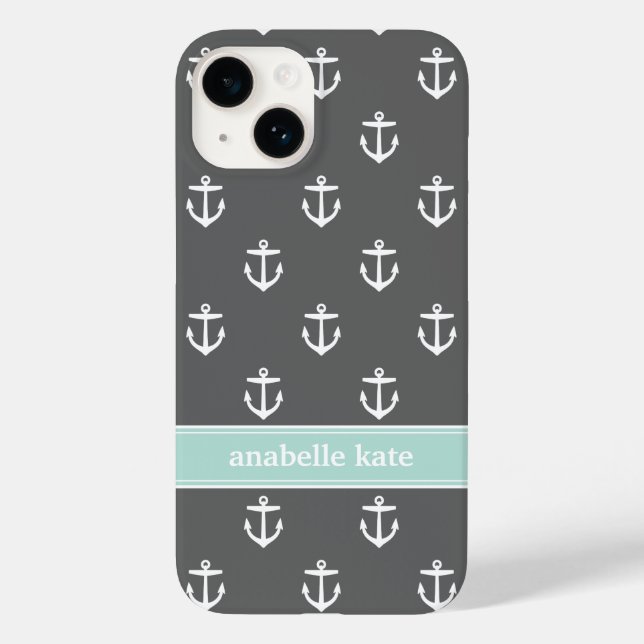 Coques Case-Mate iPhone Ancres de charbons et de menthe sur mesure Monogra (Verso)