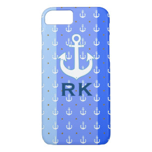 Coque iPhone 7 ancres et initiales nautiques