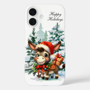 Coque Pour iPhone 16 âne de vacances de Noël festif