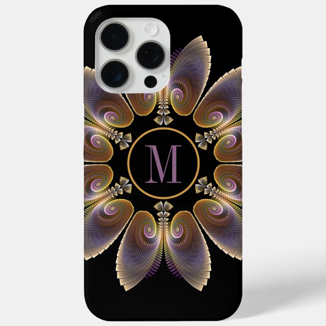 Coques Case-Mate iPhone Ange Abstraite ailes Mandala Monogramme fractal (Verso)