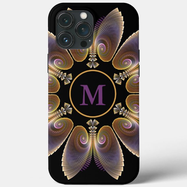 Coques Case-Mate iPhone Ange Abstraite ailes Mandala Monogramme fractal (Verso)