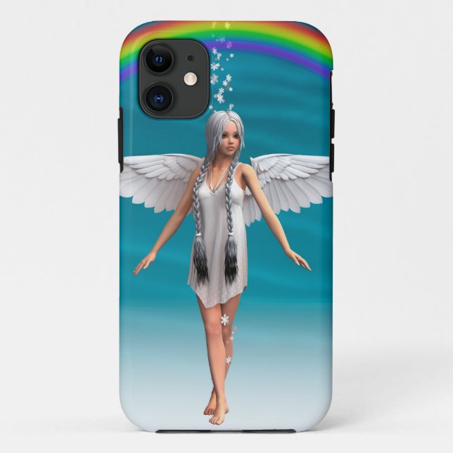 Coques Case-Mate iPhone Ange blanc sous l'arc-en-ciel (Dos)