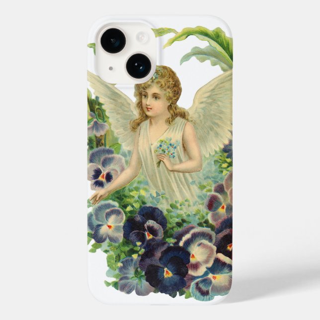 Coques Case-Mate iPhone Ange de Pâques victorien avec Fleurs de Pansy Viol (Verso)