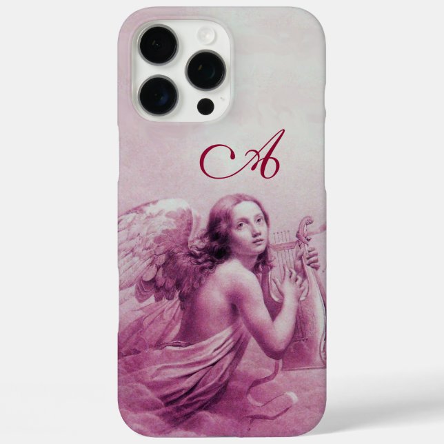 Coques Case-Mate iPhone ANGE JOUER LYRA SUR LES NUAGES Pink Monogramme (Verso)