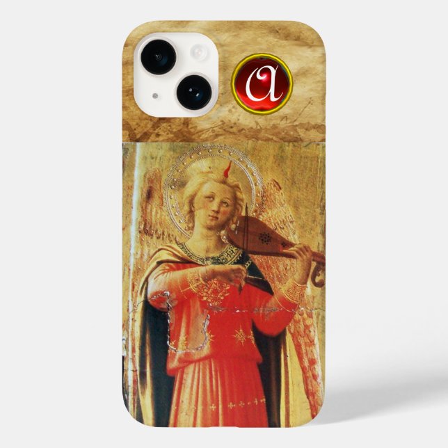 COQUES Case-Mate iPhone ANGE MUSICAL JOUER DU VIOLIN EN ROUGE, MONOGRAMME  (Verso)