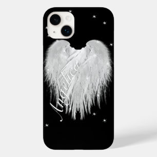 Coque Pour iPhone 14 Plus ANGEL AILES Coeur noir étoile nuit