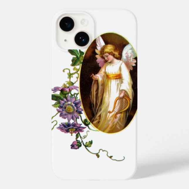 Coques Case-Mate iPhone Angel Avec Harpe Et Fleurs Clematis (Verso)