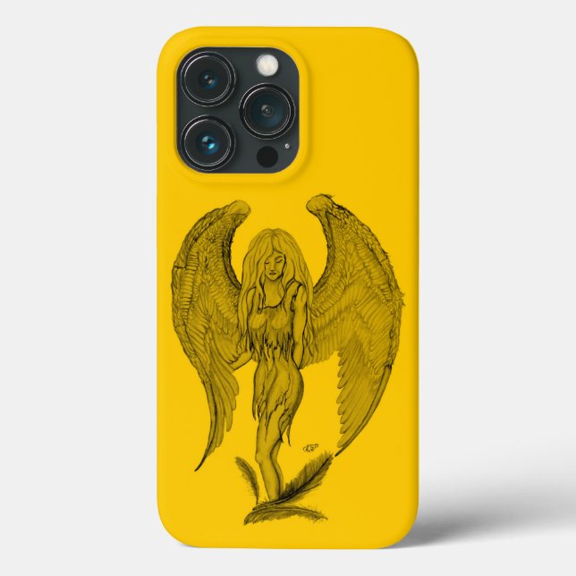 Coques Case-Mate iPhone Angel - design noir et jaune (Verso)