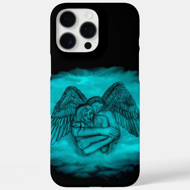 Coques Case-Mate iPhone Angel Eros en amour dans le design noir et vert (Verso)