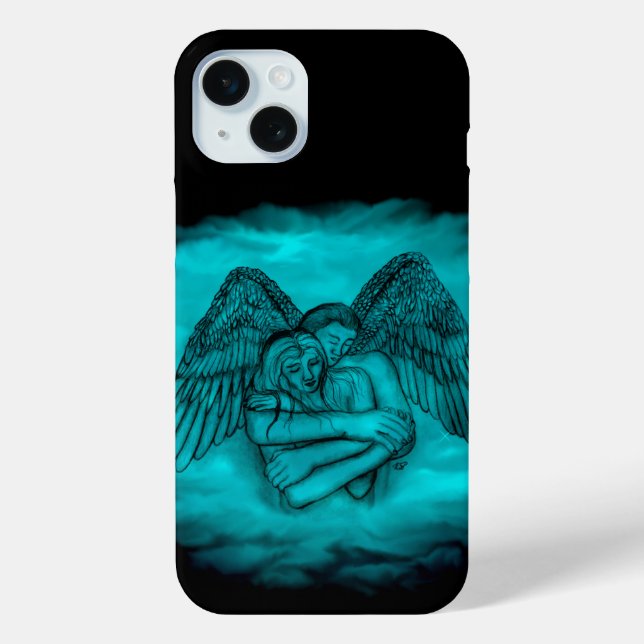 Coques Case-Mate iPhone Angel Eros en amour dans le design noir et vert (Verso)