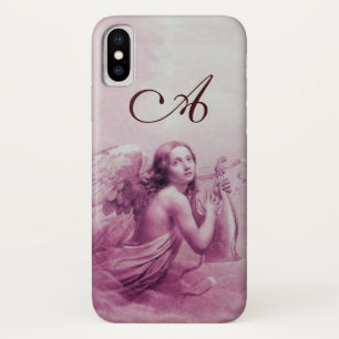 Coque Case-Mate Pour iPhone ANGEL JOUER LYRA SUR LES NUAGES rose monogramme