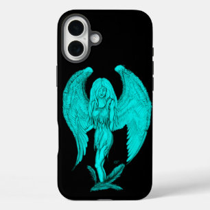 Coque Pour iPhone 16 Plus Angel, Noir et Vert design