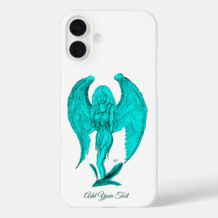 Coque Pour iPhone 16 Plus Angel, Noir et Vert design